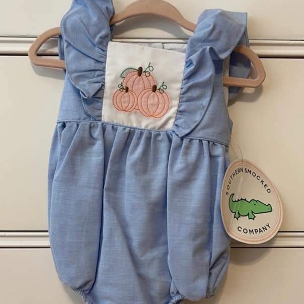 Southern Smocked Company Pumpkin Fall Bubble